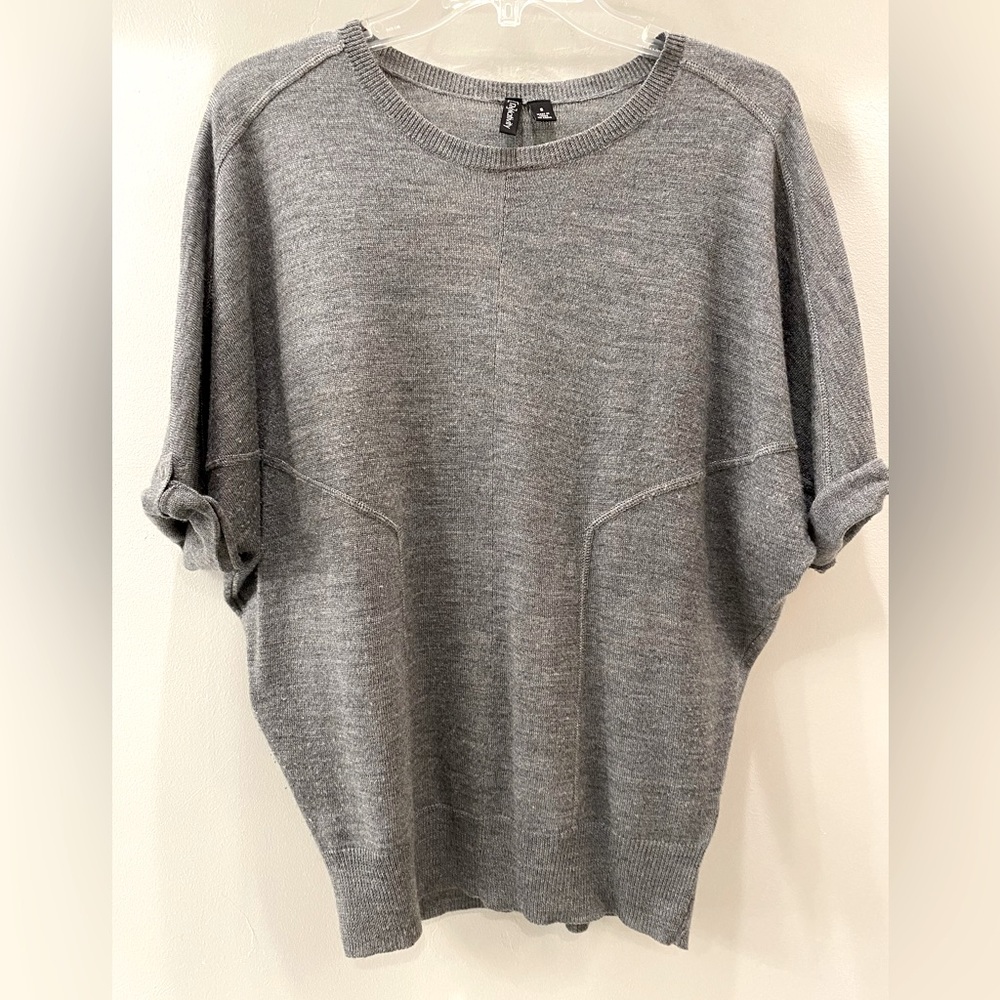 Gray sweater with dolman sleeves